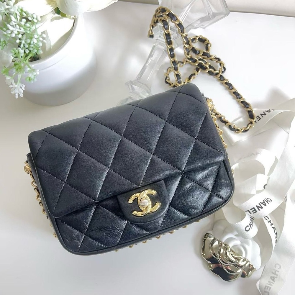 Chanel Square Mini Flap Pearl Black